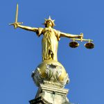 Scales of justice old bailey London UK.